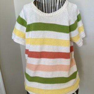 ANTHROPOLOGIE SHORT SLEEVE STRIPED LIGHTWEIGHT SWEATER SIZE L $98
